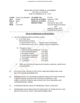 Anna Nicole Smith Autopsy Report