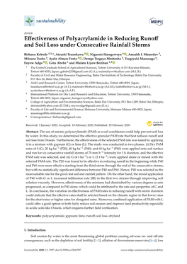 Effectiveness of Polyacrylamide in Reducing Runoff and Soil Loss Under Consecutive Rainfall Storms