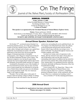 On the Fringe Journal of the Native Plant Society of Northeastern Ohio