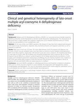 Clinical and Genetical Heterogeneity of Late-Onset Multiple Acyl-Coenzyme a Dehydrogenase Deficiency Sarah C Grünert