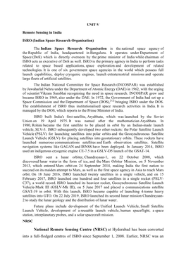 National Remote Sensing Centre (NRSC) at Hyderabad Has Been Converted Into a Full-Fledged Centres of ISRO Since September 1, 2008