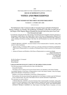 House of Representatives Votes and Proceedings