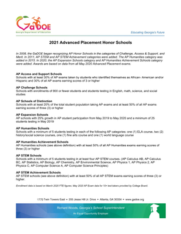 2021 Advanced Placement Honor Schools