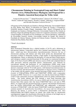 Aves, Psittaciformes): Phylogeny and Proposal for a Putative Ancestral Karyotype for Tribe Arini