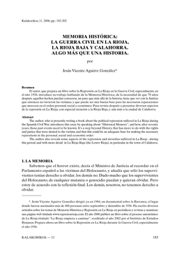 Memoria Histórica: La Guerra Civil En La Rioja, La Rioja Baja Y Calahorra