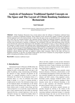 Analysis of Sundanese Traditional Spatial Concepts on the Space and the Layout of Cibiuk Bandung Sundanese Restaurant