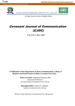 Covenant Journal of Communication (CJOC) Vol