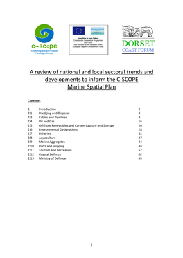 A Review of National and Local Sectoral Trends and Developments to Inform the C-SCOPE Marine Spatial Plan