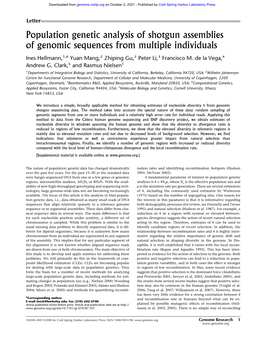 Population Genetic Analysis of Shotgun Assemblies of Genomic Sequences from Multiple Individuals