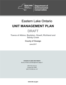 Eastern Lake Ontario Draft Unit Management Plan