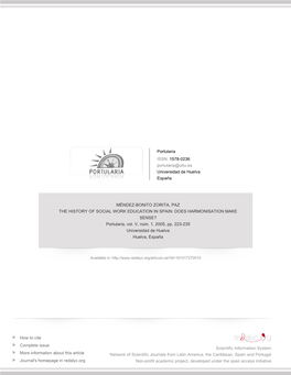 THE HISTORY of SOCIAL WORK EDUCATION in SPAIN: DOES HARMONISATION MAKE SENSE? Portularia, Vol