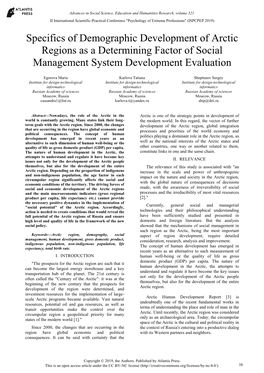 Specifics of Demographic Development of Arctic Regions As a Determining Factor of Social Management System Development Evaluation