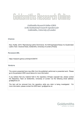 Kaur, Kuldip. 2019. Reproducing Ladino Dominance: an Anthropological Study of a Guatemalan Ladino Town