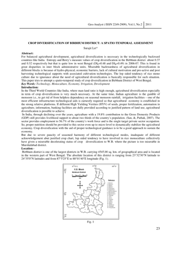 Vol.1, No.2 2011 CROP DIVERSIFICATION of BIRBHUM