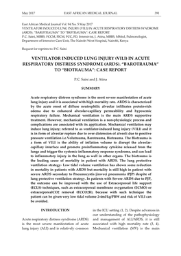 Vili) in Acute Respiratory Distress Syndrome (Ards)