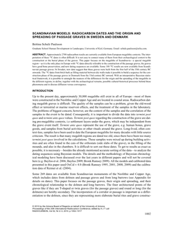 Radiocarbon Dates and the Origin and Spreading of Passage Graves in Sweden and Denmark