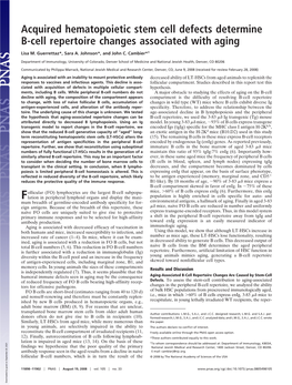 Acquired Hematopoietic Stem Cell Defects Determine B-Cell Repertoire Changes Associated with Aging