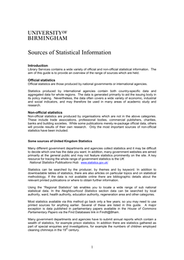 Sources of Statistical Information