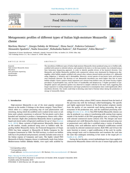 Food Microbiology Metagenomic Profiles of Different Types of Italian