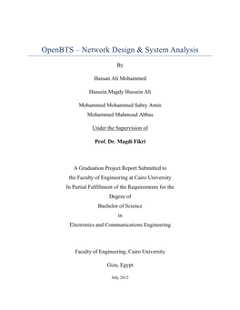 Openbts – Network Design & System Analysis