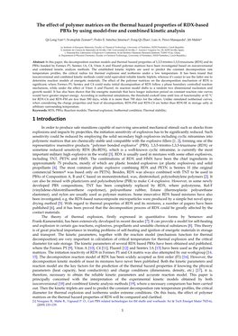 The Effect of Polymer Matrices on the Thermal Hazard Properties of RDX-Based Pbxs by Using Model-Free and Combined Kinetic Analysis