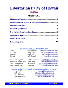 Libertarian Party of Hawaii News January 2012