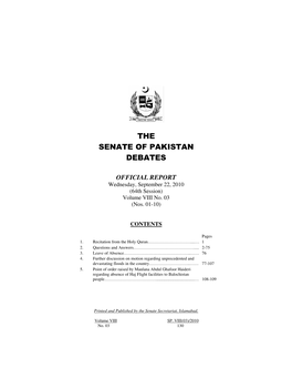 The Senate of Pakistan Debates