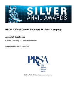 BECU “Official Card of Sounders FC Fans” Campaign