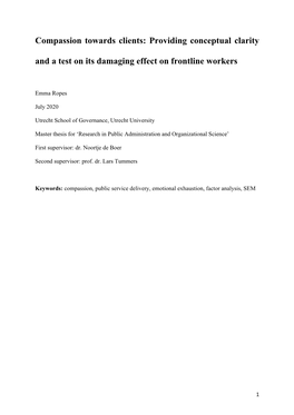 Compassion Towards Clients: Providing Conceptual Clarity and a Test on Its Damaging Effect on Frontline Workers