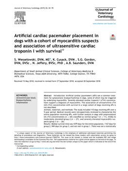 Artificial Cardiac Pacemaker Placement in Dogs with a Cohort Of