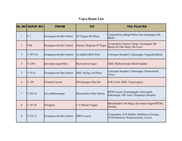 Vajra Route List