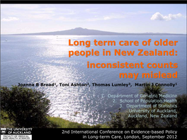 Long Term Care of Older People in New Zealand