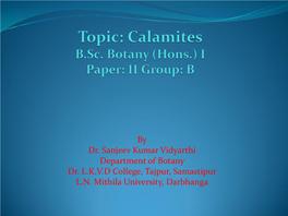 Topic: Calamites B.Sc. Botany (Hons.) I Paper: II Group: B