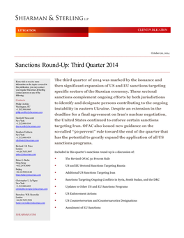 Sanctions Round up Third Quarter 2014