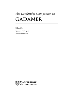 Gadamer's Philosophical Hermeneutics