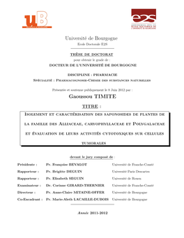 Isolement Et Caractérisation Des Saponosides De Plantes De La