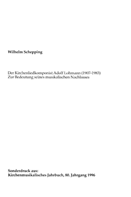 Wilhelm Schepping Der Kirchenliedkomponist Adt)Lf