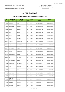 Admis Def 2016 Ae Segou Final