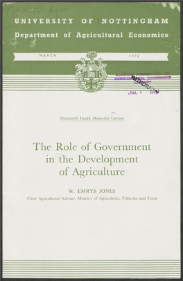 The Role of Government in the Development of Agriculture