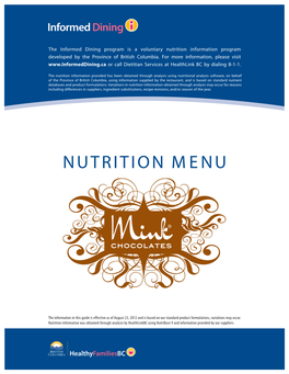 Nutrition Menu