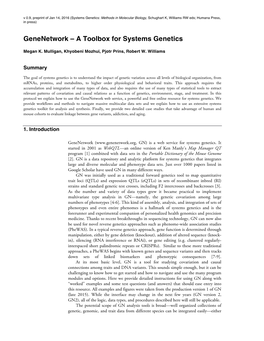 A Toolbox for Systems Genetics