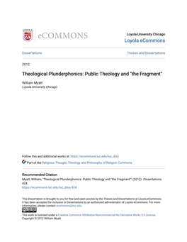 Theological Plunderphonics: Public Theology and "The Fragment"