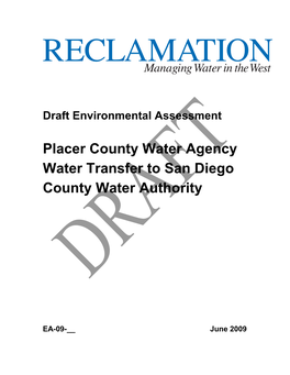 Placer County Water Agency Water Transfer to San Diego County Water Authority