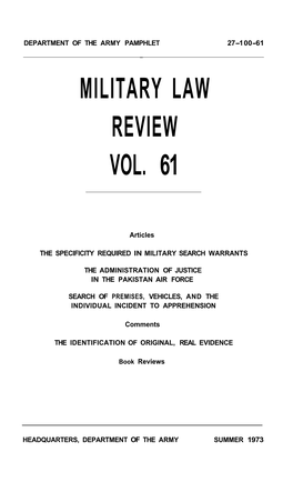 Military Law Review Vol. 61