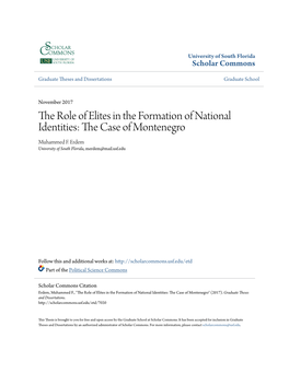 The Role of Elites in the Formation of National Identities: the Ac Se of Montenegro Muhammed F
