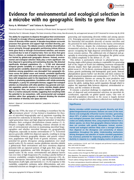 Evidence for Environmental and Ecological Selection in a Microbe with No Geographic Limits to Gene Flow