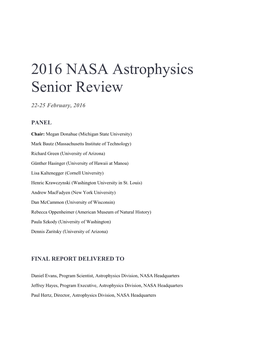 2016 NASA Astrophysics Senior Review