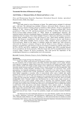 Taxonomic Revision of Ebenaceae in Egypt