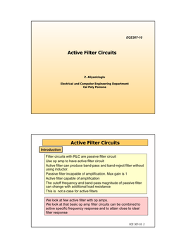 Active Filter Circuits Active Filter Circuits