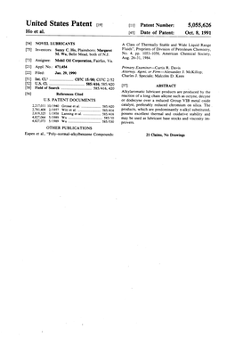 United States Patent (19) 11 Patent Number: 5,055,626 Ho Et Al